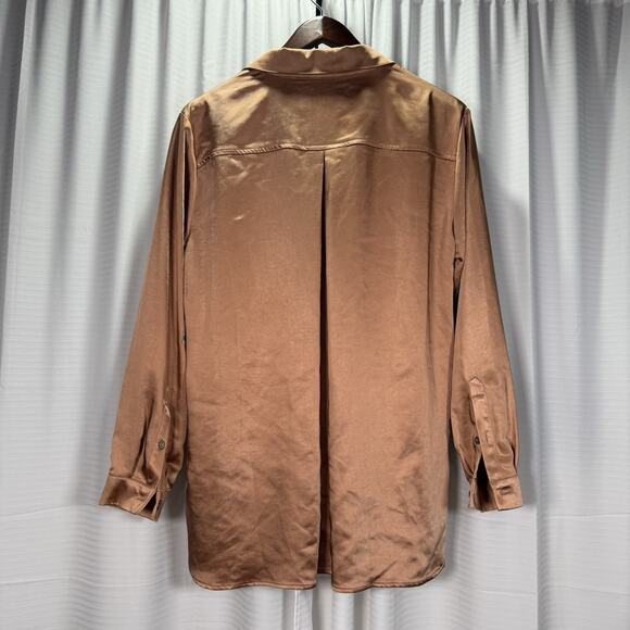 NWT John Mark Satin Woven Button Front Point Collar Long Sleeve Women's Size L - Picture 7 of 11
